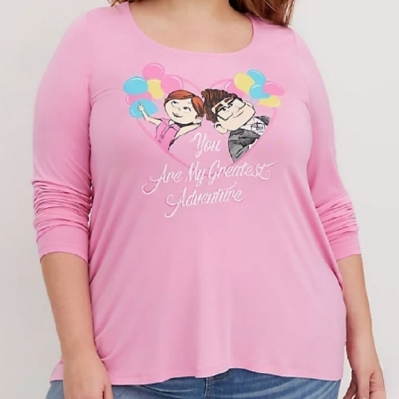 Torrid Pixar Up Carl & Ellie Balloon Tunic Top Pink 2X - Picture 1 of 9